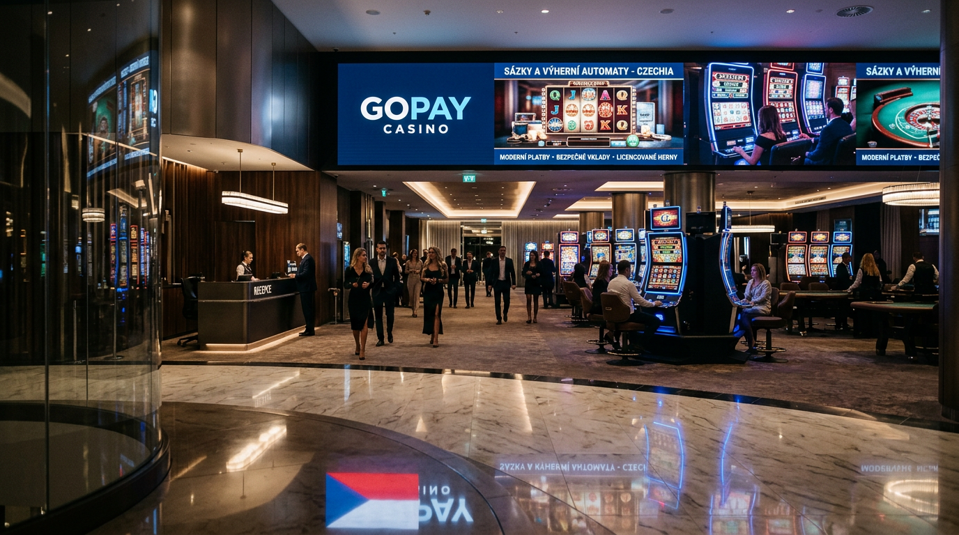 GoPay Casino 2026 guide for Czech players with logo and modern gaming setup
